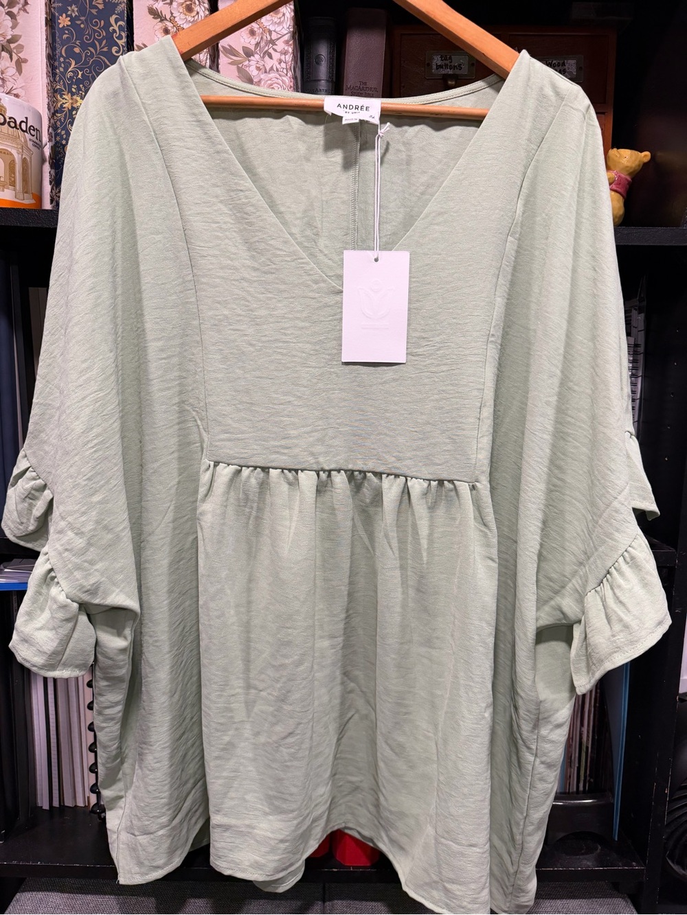 ANDREE BY UNIT Sage Green V-Neck Babydoll Tunic